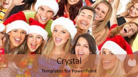 Presentation with christmas party - Presentation design enhanced with happy funny people christmas party background and a coral colored foreground