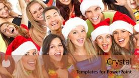  Presentation with black christmas party - Presentation theme featuring happy funny people christmas party background and a red colored foreground