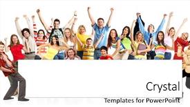  Presentation with people - Amazing PPT theme having happy funny people isolated backdrop and a white colored foreground