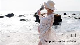  Presentation with pregnant mother - PPT layouts having happy-future-mother-relax-near background and a soft green colored foreground