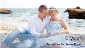  Presentation with future - Presentation design featuring happy-future-parents-couple background and a light blue colored foreground