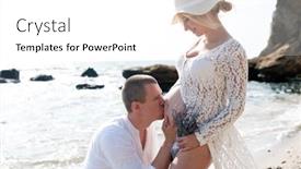  Presentation with couple kiss - Presentation enhanced with happy-future-parents-couple background and a white colored foreground