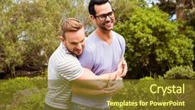  Presentation with gay - Cool new presentation theme with happy gay couple hugging garden backdrop and a tawny brown colored foreground