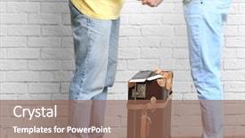  Presentation with gay - Amazing slide set having tickets on brick wall backdrop and a violet colored foreground