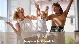  Presentation with mothers - PPT theme enhanced with happy-gay-mothers-with-smiling background and a coral colored foreground