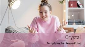  Presentation with live video streaming - Presentation featuring happy-gen-z-teen-girl background and a coral colored foreground