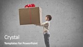  Presentation with gifting - Presentation theme featuring happy gifting - child giving a great gift background and a gray colored foreground