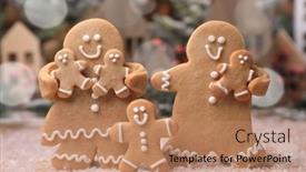  Presentation with christmas holiday gingerbread - PPT layouts consisting of happy-gingerbread-family-enjoying background and a coral colored foreground