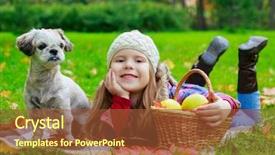  Presentation with dog park - Presentation consisting of happy girl ad her dog background and a  colored foreground
