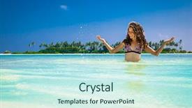  Presentation with maldives - Presentation theme enhanced with happy girl at topical beach background and a cool aqua colored foreground