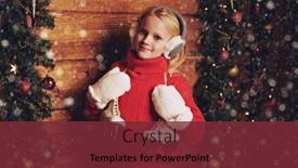  Presentation with spruce - Colorful presentation theme enhanced with happy-girl-child-in-winter backdrop and a tawny brown colored foreground