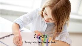  Presentation with children education - Audience pleasing slides consisting of happy girl drawing with felt backdrop and a coral colored foreground