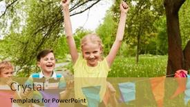  Presentation with winning - Slides with happy-girl-enjoying-success background and a yellow colored foreground