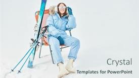  Presentation with space suit - PPT theme consisting of happy-girl-in-a-blue background and a sky blue colored foreground