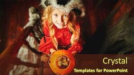  Presentation with fairy tales - Presentation design enhanced with happy-girl-in-a-pirate background and a tawny brown colored foreground