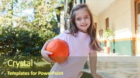  Presentation with summer camp - Colorful slides enhanced with happy girl in summer camp backdrop and a tawny brown colored foreground