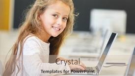  Presentation with classroom - Slide set featuring happy-girl-in-the-classroom background and a soft green colored foreground