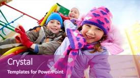  Presentation with children playing - Slide set featuring binocular and the freedom tower background and a teal colored foreground