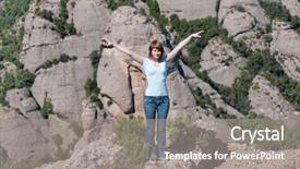  Presentation with cliff - Amazing presentation having happy-girl-is-standing backdrop and a gray colored foreground