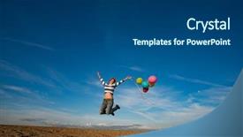  Presentation with balloons blue - Audience pleasing slide set consisting of having fun outdoor against blue backdrop and a dark gray colored foreground