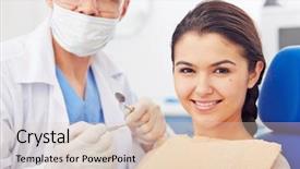  Presentation with dentistry - Audience pleasing slide set consisting of happy girl looking at camera at dentistry backdrop and a lemonade colored foreground