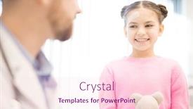  Presentation with pediatrician - Presentation with happy girl looking at her pediatrician with smile during conversation in clinics background and a lemonade colored foreground