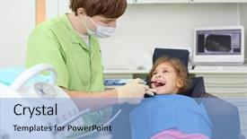  Presentation with teeth - Amazing slides having happy girl lying in chair backdrop and a light blue colored foreground