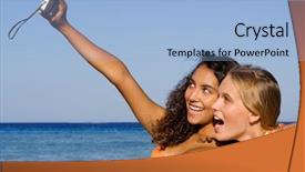  Presentation with summer - Beautiful slide set featuring happy-girl-on-summer-vacations backdrop and a light blue colored foreground