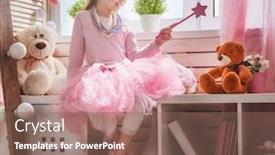  Presentation with magic wand - Beautiful presentation theme featuring happy-girl-plays-with-magic backdrop and a violet colored foreground