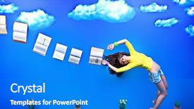  Presentation with sky - Slide deck enhanced with happy girl student is flying background and a cobalt blue colored foreground