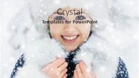  Presentation with blizzard - Slide deck featuring happy girl walking in beautiful winter forest seasonal weather with blizzard and snowflakes christmas concept background and a white colored foreground