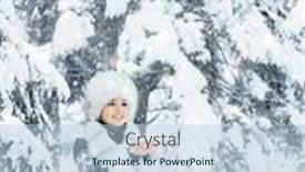  Presentation with blizzard - Audience pleasing presentation theme consisting of happy girl walking in beautiful winter forest seasonal weather with blizzard and snowflakes christmas concept backdrop and a lemonade colored foreground