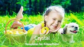  Presentation with dog park animal jack - Beautiful presentation design featuring happy girl with a dog backdrop and a  colored foreground