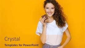  Presentation with orthodontic - Slide set enhanced with happy-girl-with-chocolate-bar background and a gold colored foreground