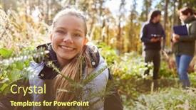  Presentation with forest - Theme enhanced with happy-girl-with-conifer background and a tawny brown colored foreground