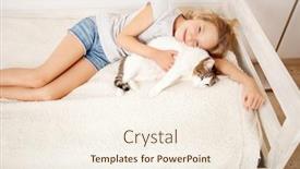  Presentation with pet - Colorful slides enhanced with happy girl with pet at home child with cat backdrop and a cream colored foreground