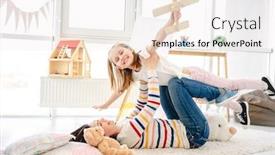  Presentation with pretty girl - Slide deck featuring happy-girl-with-pretty-mother background and a white colored foreground