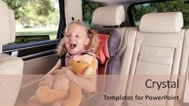  Presentation with teddy bear - Cool new theme with happy girl with teddy bear backdrop and a coral colored foreground