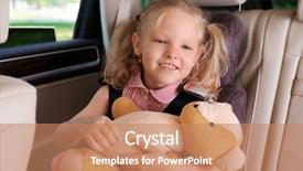  Presentation with teddy bear - Slides enhanced with happy girl with teddy bear background and a  colored foreground