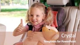  Presentation with teddy bear - Amazing slide set having happy girl with teddy bear backdrop and a coral colored foreground