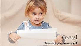  Presentation with white sheet - Theme having happy-girl-with-white-sheet background and a lemonade colored foreground