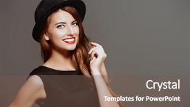  Presentation with pretty girl - Slide set enhanced with happy girles - joyful pretty girl wearing black background and a violet colored foreground