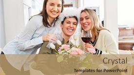  Presentation with hen - Presentation featuring happy-girlfriends-celebrate-hen-party background and a coral colored foreground