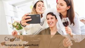  Presentation with hen - Slides consisting of happy-girlfriends-with-bride-make background and a coral colored foreground