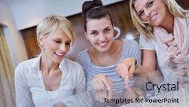  Presentation with fun - Presentation design featuring happy girls group have fun background and a  colored foreground