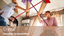  Presentation with cross - Colorful theme enhanced with happy-girls-having-fun backdrop and a coral colored foreground