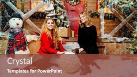  Presentation with miracles - Amazing PPT theme having happy girls in beautiful winter clothes make snowballs near the house decorated for christmas time of miracles merry christmas and a happy new year backdrop and a tawny brown colored foreground