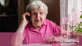 Presentation with elderly woman in nursing - Amazing presentation theme having golden age - elderly woman talking backdrop and a coral colored foreground