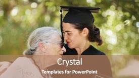  Presentation with graduation black graduate hat - Cool new presentation design with happy graduate with grandmother celebrating backdrop and a coral colored foreground