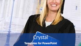  Presentation with notebook - Slide deck with happy-graduate-woman-holding background and a ocean colored foreground